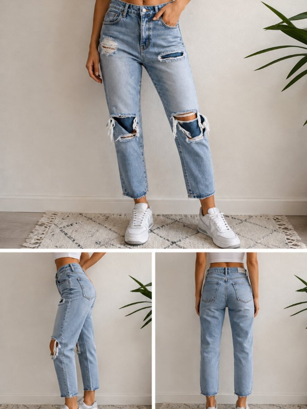 PacSun Distressed Jeans Size 26 High Rise 90s Y2K Ripped Light Wash Denim